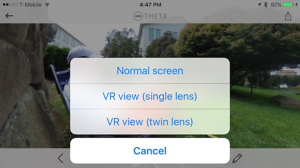 THETA App Screen For VR Goggle Viewing - THETA - THETA 360 Developer