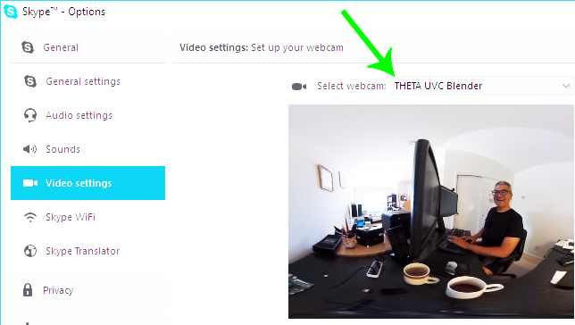 Testing THETA UVC Blender with Skype