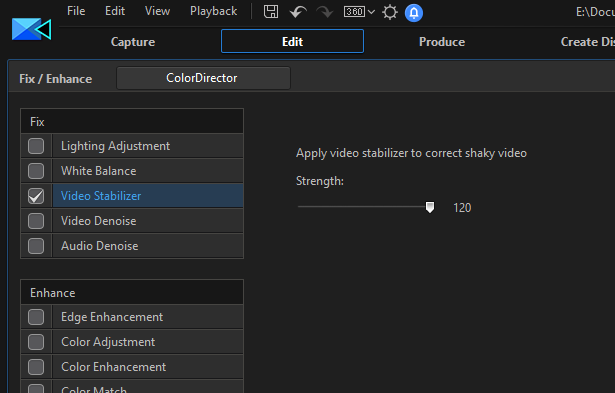 cyberlink 16 360 stabilization